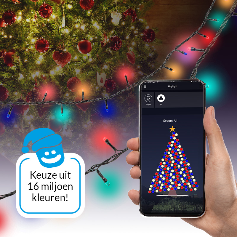 Slimme kerstverlichting met 160 RGB LED’s – 25 programma&apos;s