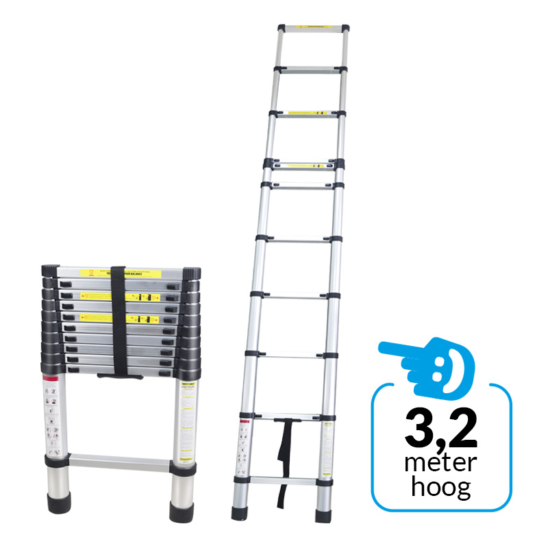 Mannsberger Telescopische Ladder – uitschuifbaar tot 3,2M
