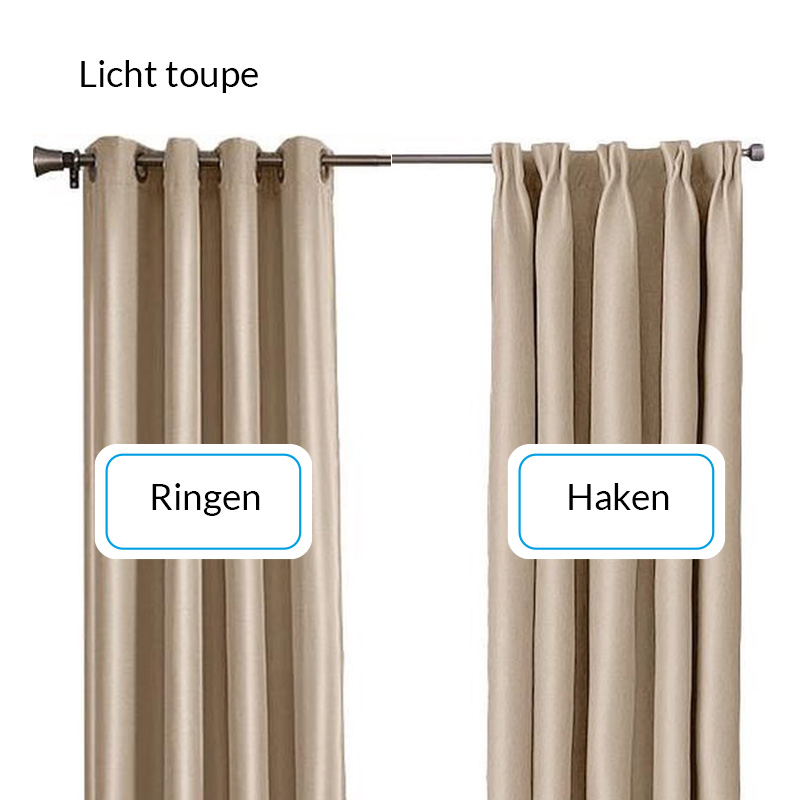 Verduisterende & isolerende gordijnen – Lichttaupe – haken – 300x250cm