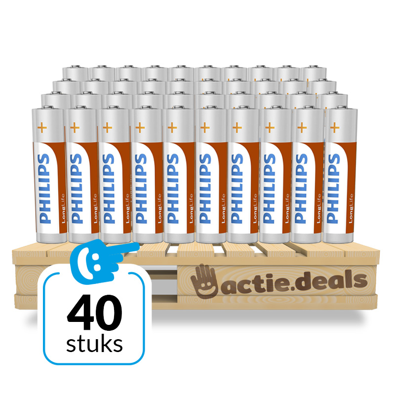 Philips Power Alkaline Batterijen – XXL pack 40 stuks – 24x AA + 16x AAA