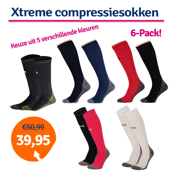 Xtreme Compressie Sokken Hardlopen 6-pack Multi Pink-35/38