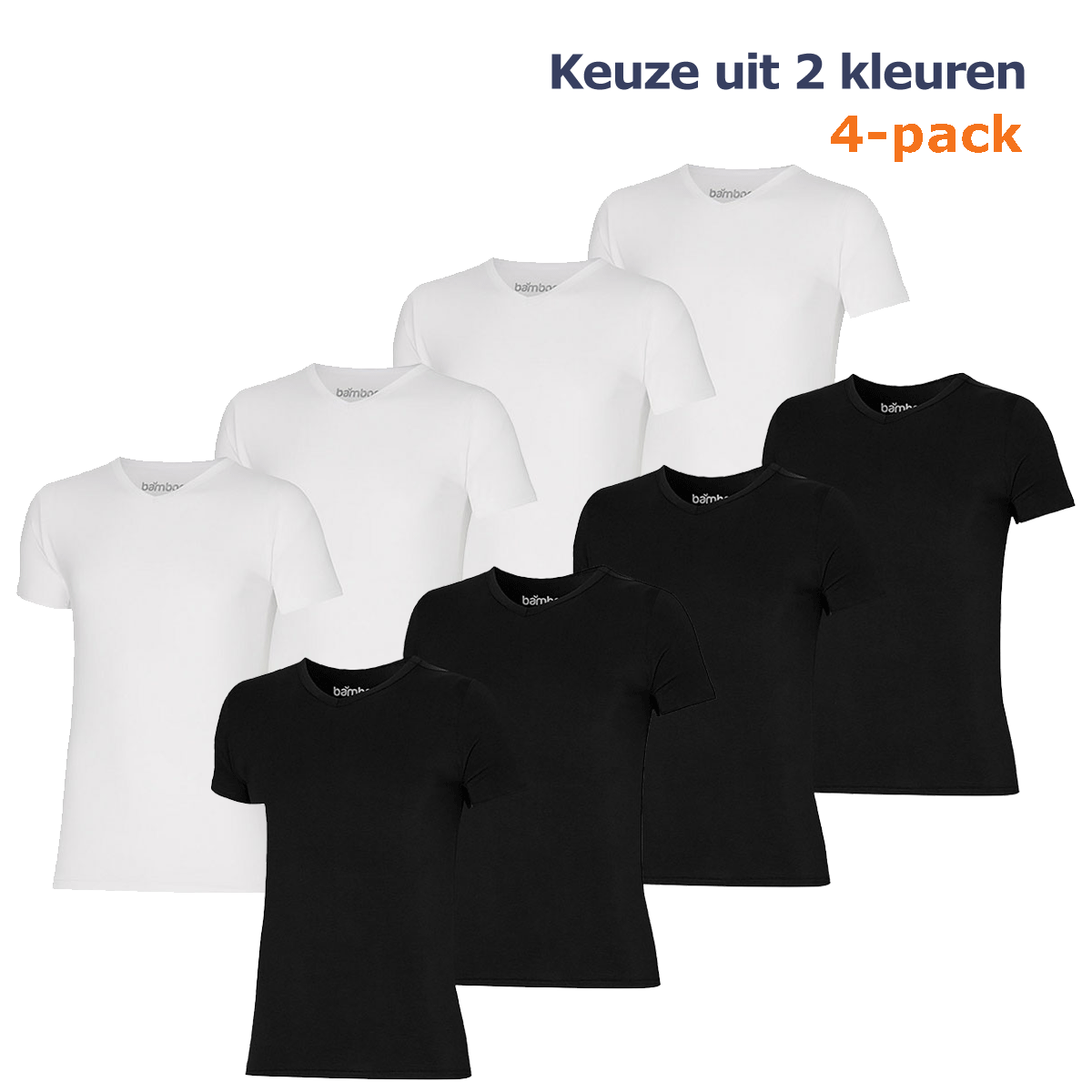 Apollo T-shirt Heren Bamboo Basic V-neck Zwart 4-pack-XL