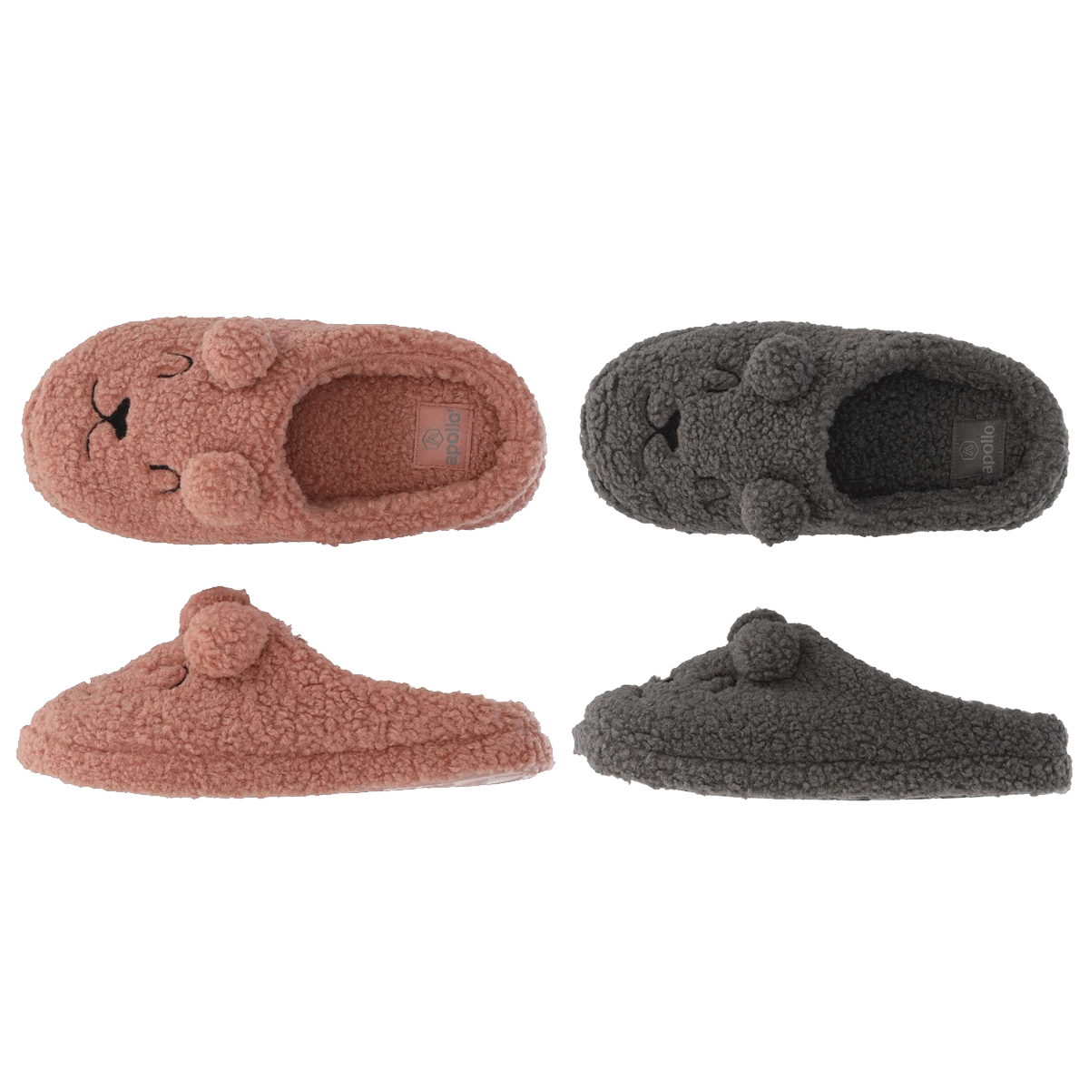 Apollo Pantoffels Dames Teddy Bear Antraciet-41/42
