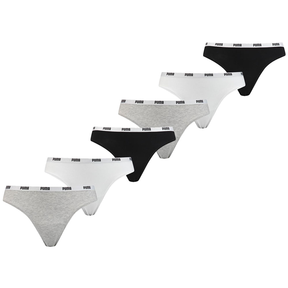 Puma String Dames Zwart/Wit/Grijs 6-Pack-XL